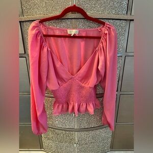 WAYF Pink‎ Smocked Raglan Blouse Medium
